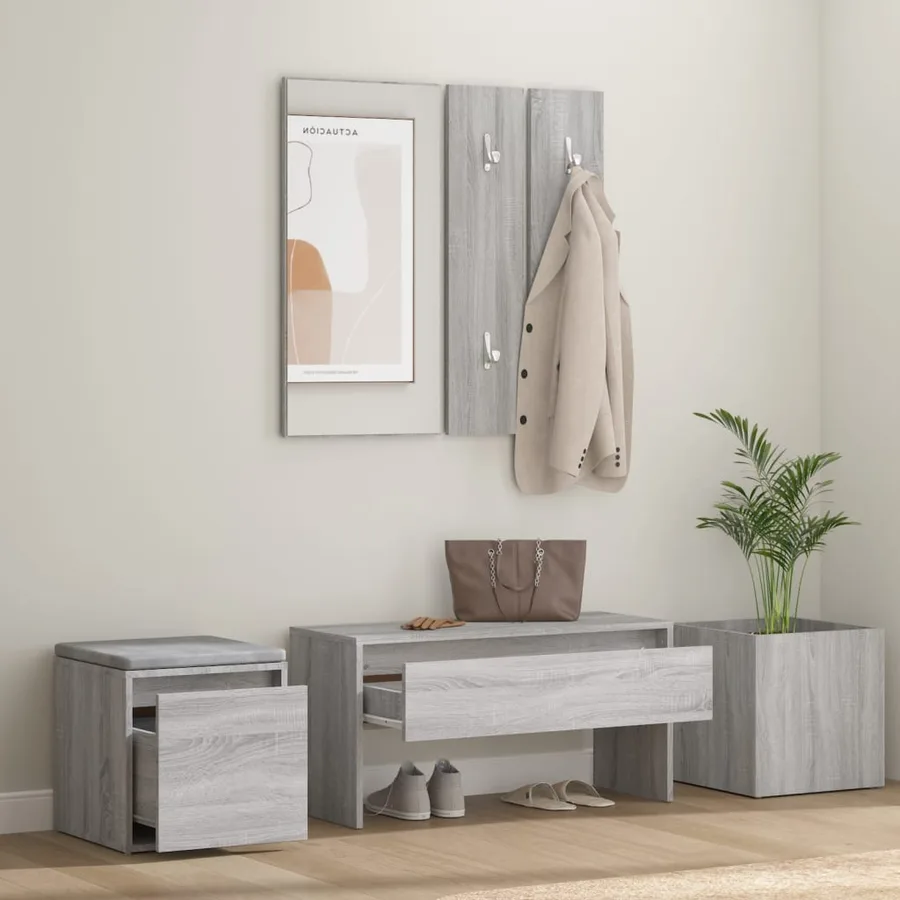 Ensemble de meubles de couloir Sonoma gris Bois d'ingénierie - 3