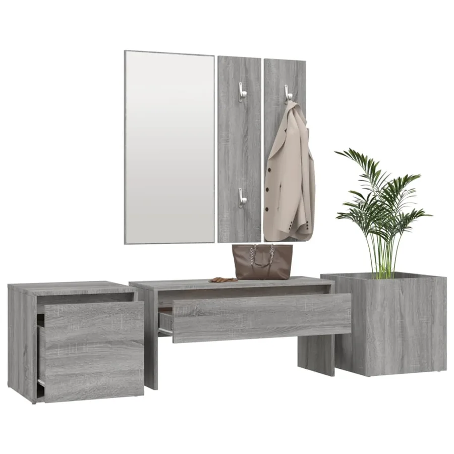 Ensemble de meubles de couloir Sonoma gris Bois d'ingénierie - 4