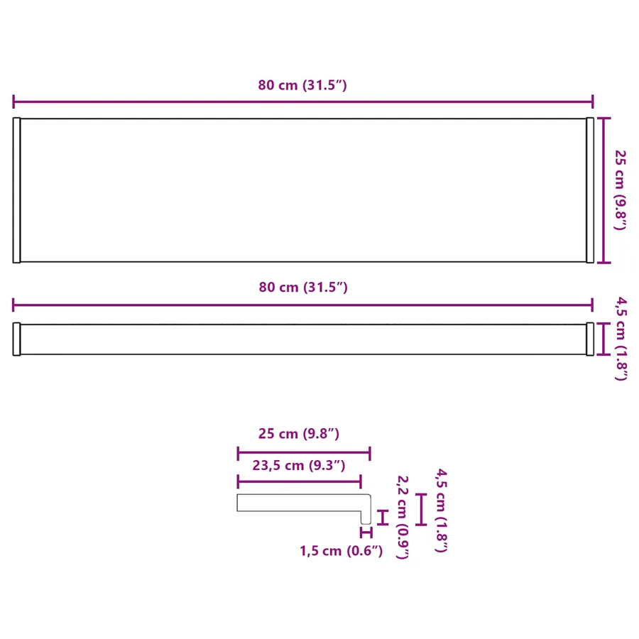Appui de fenêtre Texture marbre 80 x 25 x 4,5 cm PVC - 13