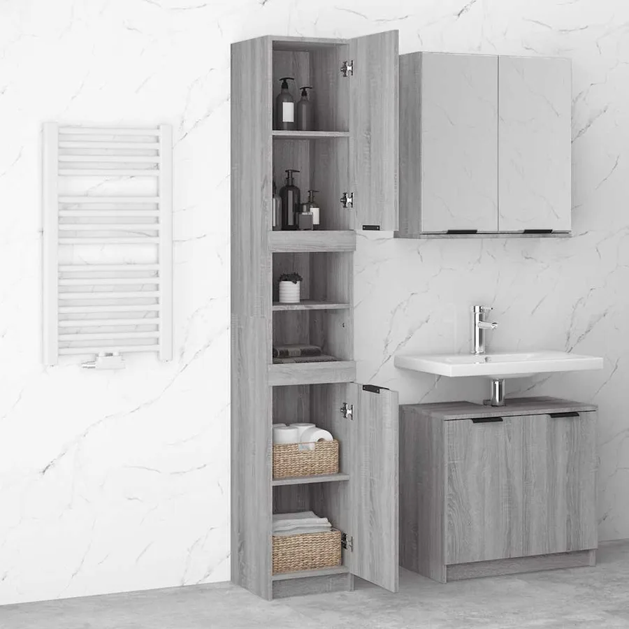 Armoire de bain Sonoma gris 32x34x188,5 cm Bois d'ingénierie - 4