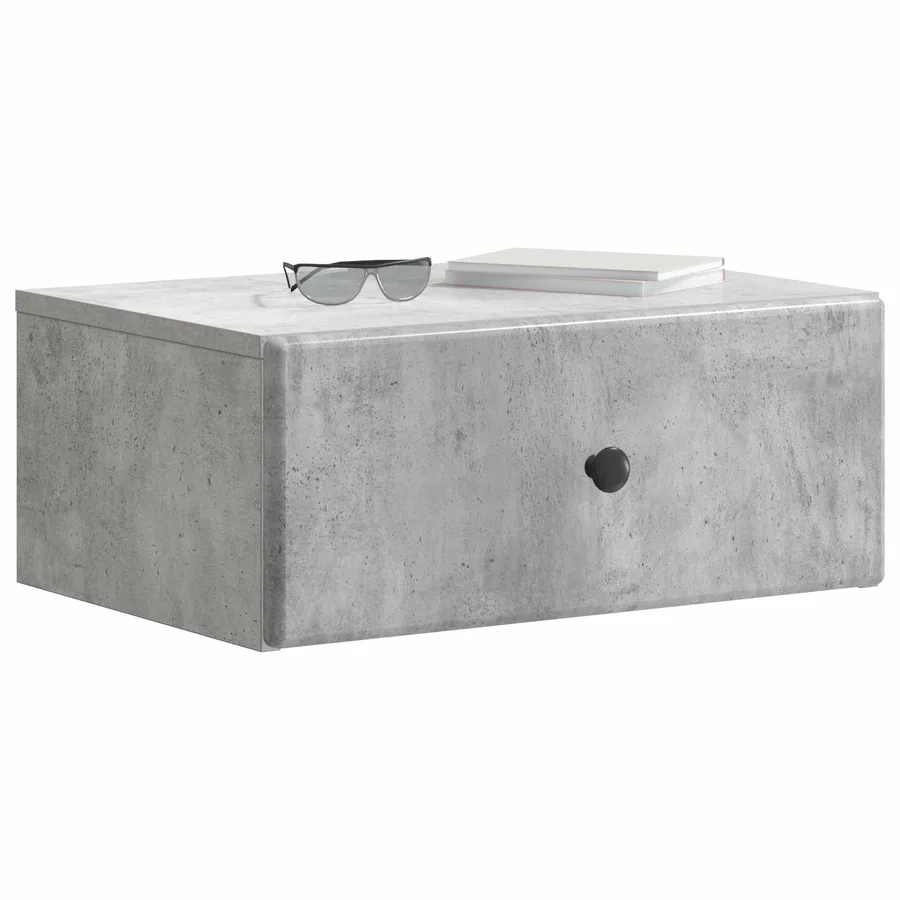 Cabinet de chevet mural Gris béton 49 x 34,5 x 20 cm - 3