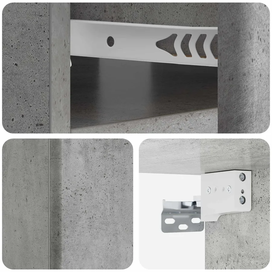 Cabinet de chevet mural Gris béton 49 x 34,5 x 20 cm - 8