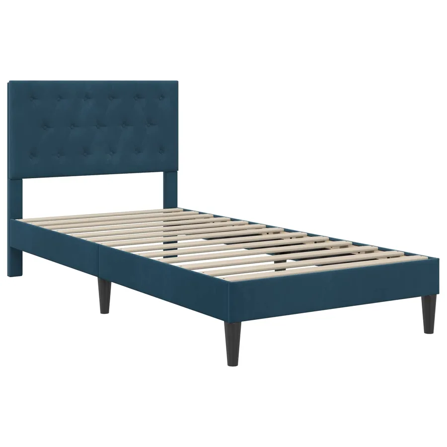 Cadre de lit avec matelas Bleu 90 x 200 cm Velours - 4