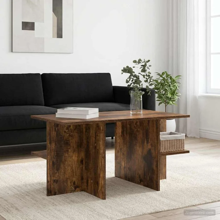 Table basse Chêne Fumé 87 x 50 x 45 cm Bois d’ingénierie - 4