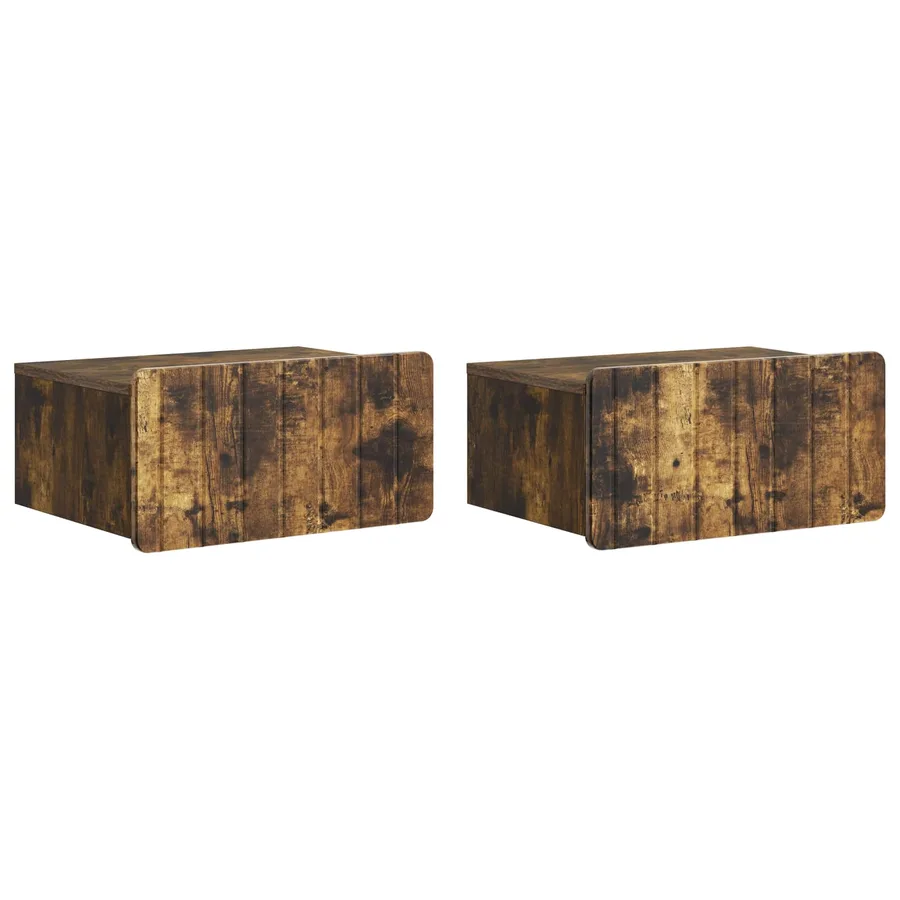 Cabinet de chevet mural 2 pcs Chêne fumé 49 x 34,5 x 24 cm - 2