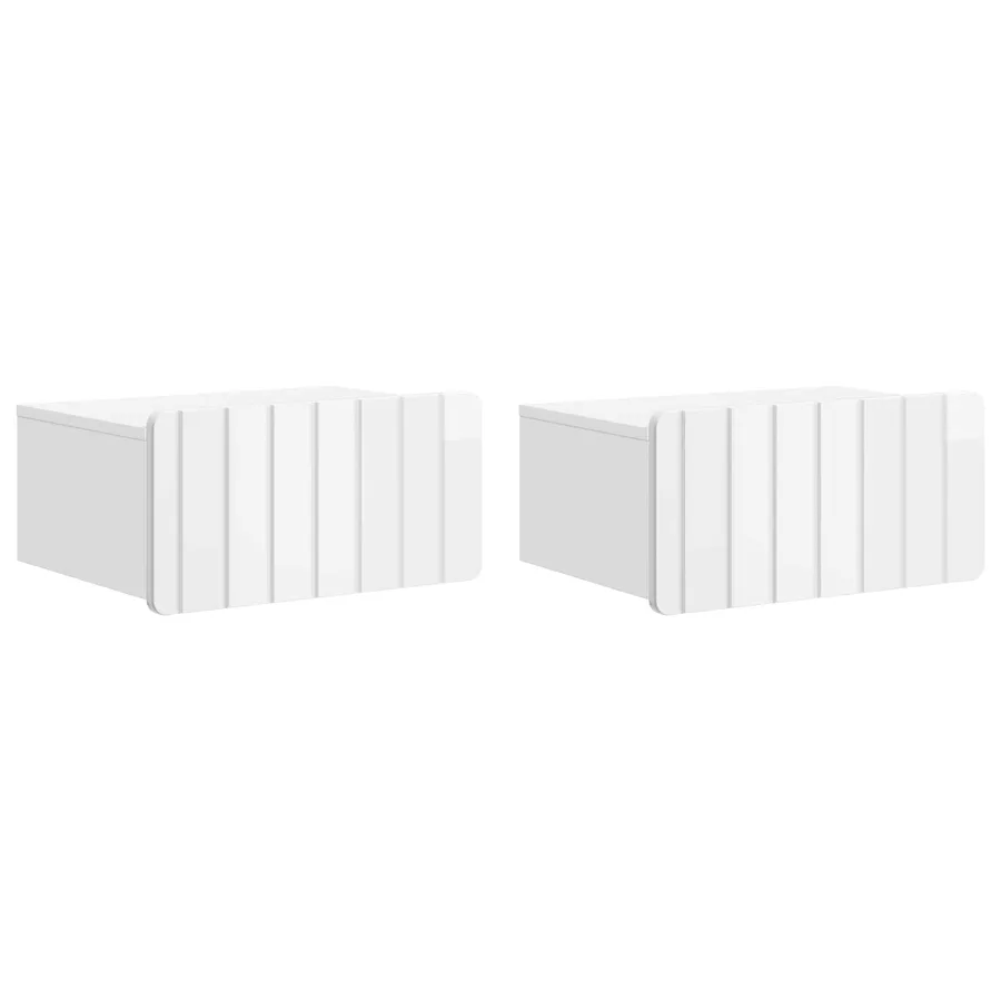 Cabinet de chevet mural 2 pcs Blanc brillant 49 x 34,5 x 24 cm - 2