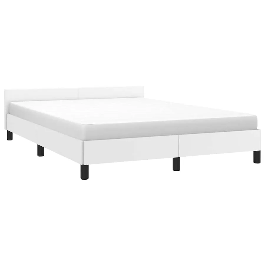 Cadre de lit avec tête de lit sans matelas blanc 140x190 cm - 3