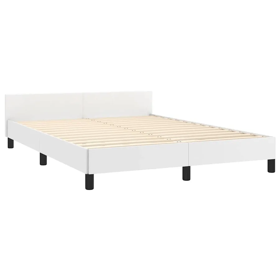 Cadre de lit avec tête de lit sans matelas blanc 140x190 cm - 4