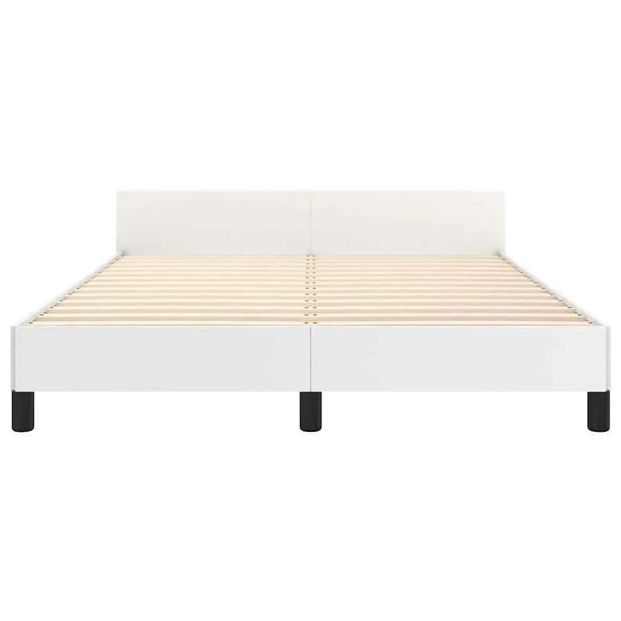 Cadre de lit avec tête de lit sans matelas blanc 140x190 cm - 5
