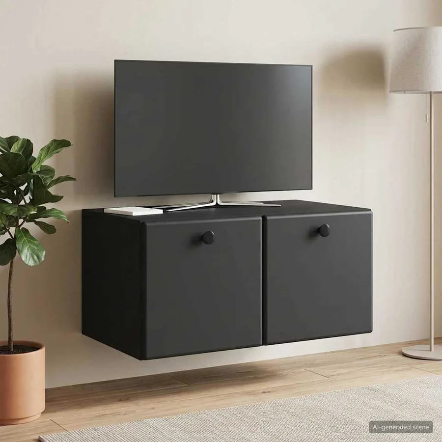 Meuble TV mural 59,5 x 41 x 30 cm Noir Bois d'ingénierie - 4