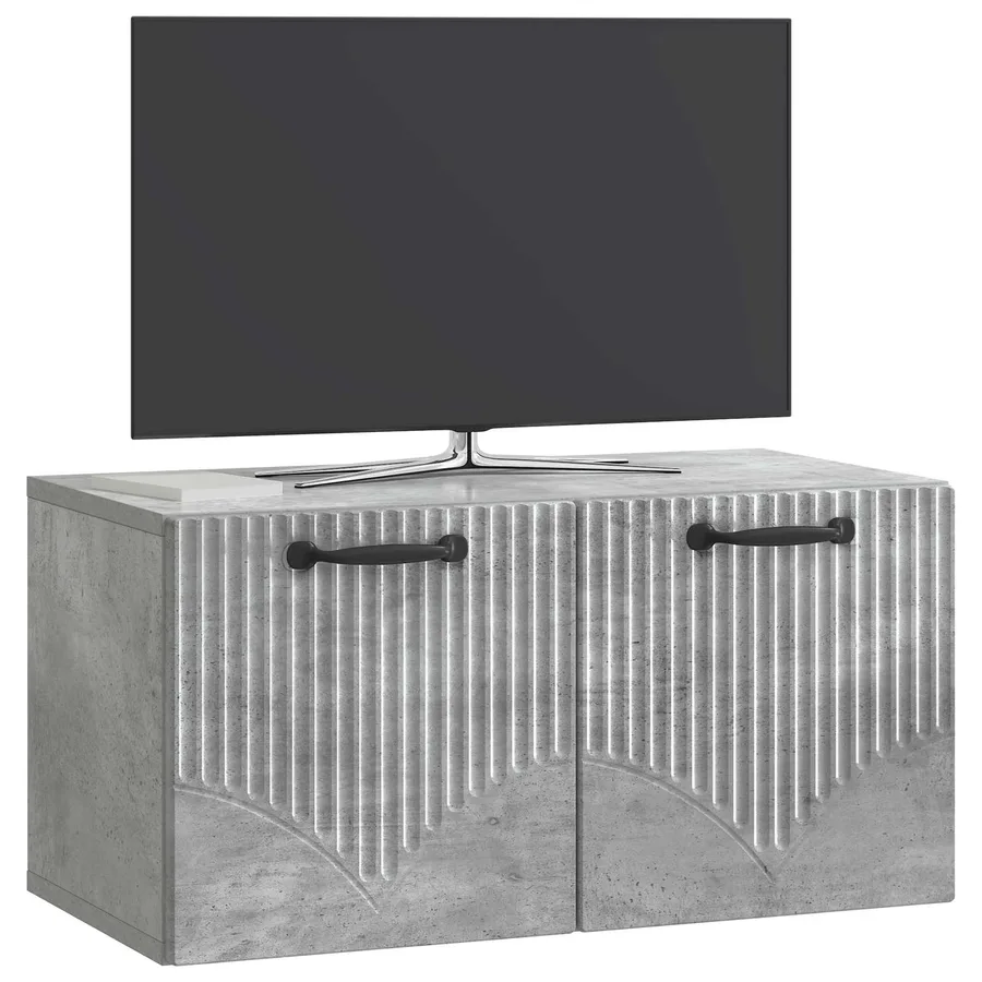 Meuble TV mural Gris béton 59,5 x 31 x 30 cm Bois d'ingénierie - 3
