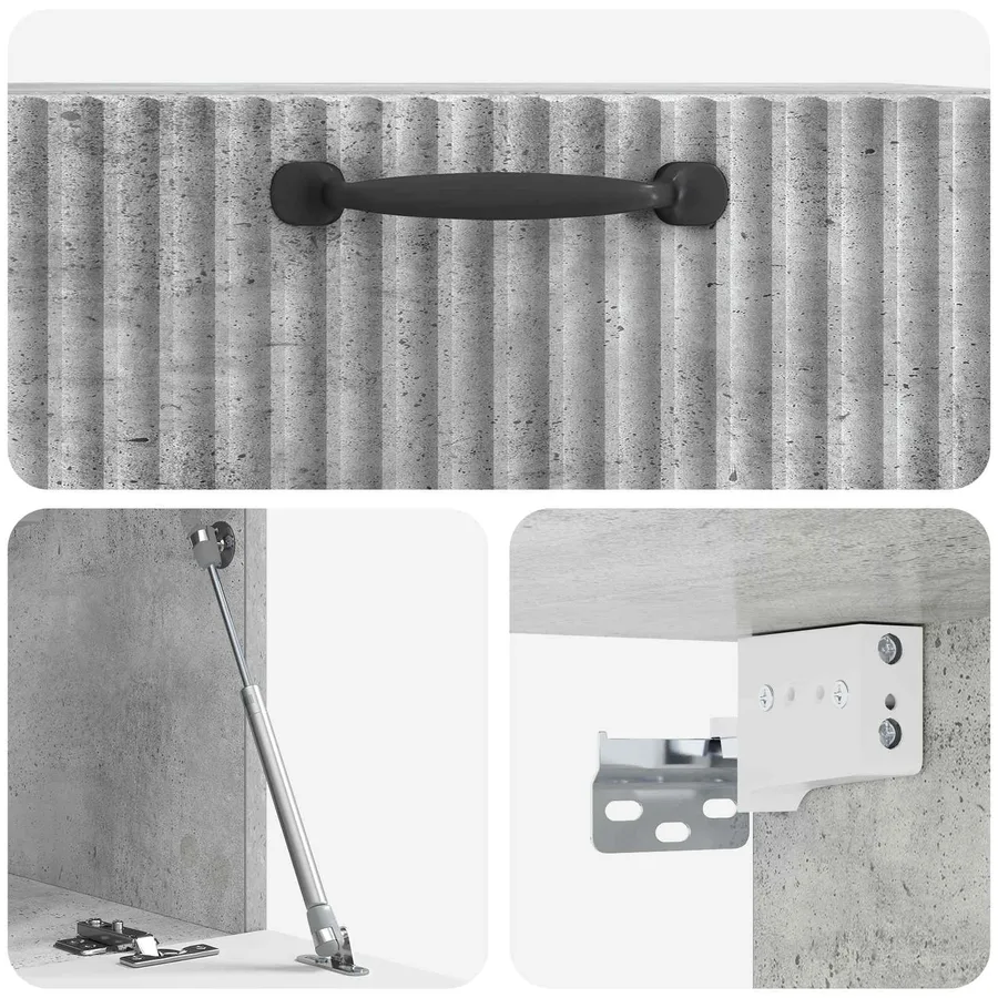 Meuble TV mural Gris béton 59,5 x 31 x 30 cm Bois d'ingénierie - 9