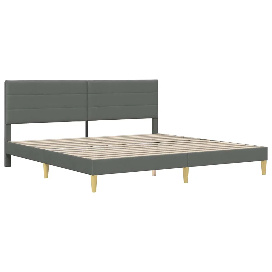 Cadre de lit avec matelas Gris foncé 180 x 200 cm tissu - 4