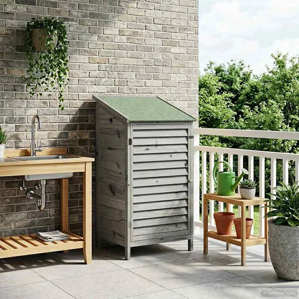 Abri de jardin Gris 59 x 56 x 113,5 cm Bois de Sapin Massif