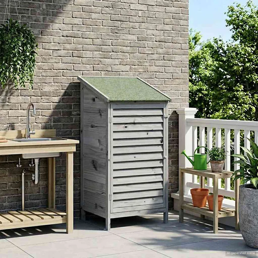 Abri de jardin Gris 59 x 56 x 113,5 cm Bois de Sapin Massif - 3