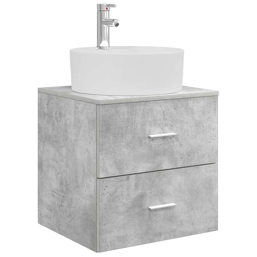 Vanité de lavabo mural Gris béton 49,5 x 44,5 x 65 cm - 2