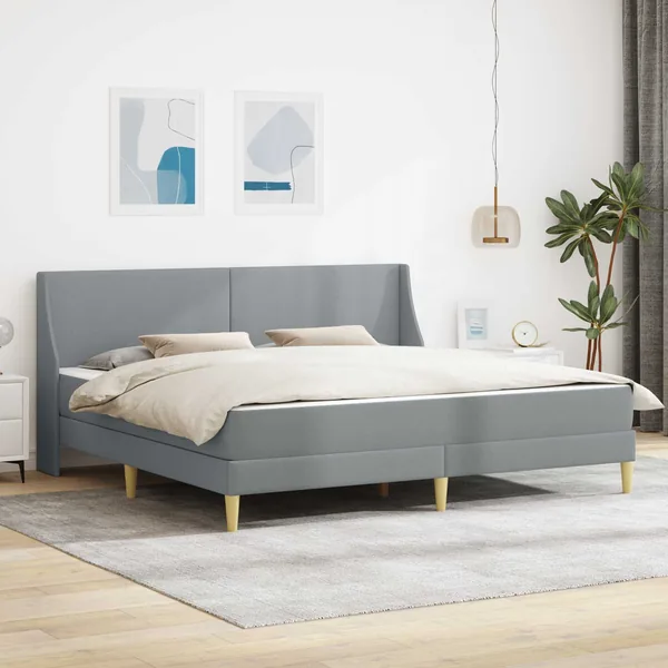 Cadre de lit avec matelas Gris clair 180 x 200 cm tissu