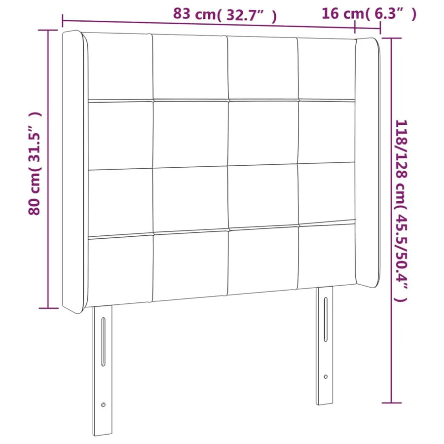 Tête de lit à LED Gris foncé 83x16x118/128 cm Velours - 6