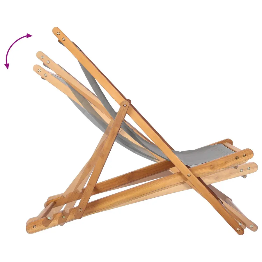 Chaise de plage Gris clair Bois de teck massif - 8