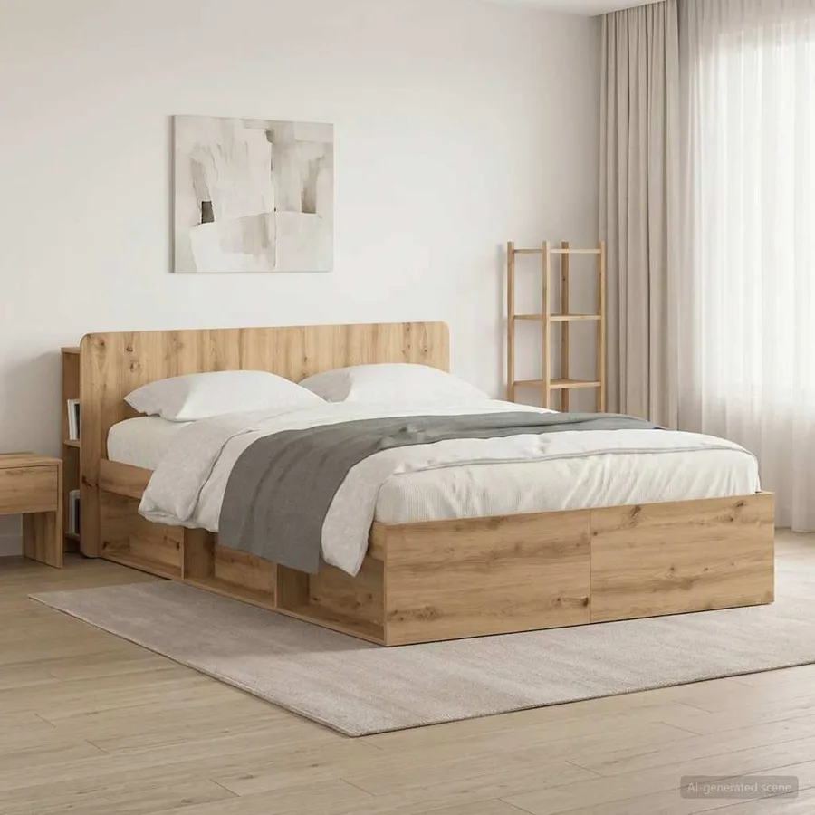 Cabinet de Tête de Lit Chêne artisanal 140 cm Bois d'ingénierie - 4