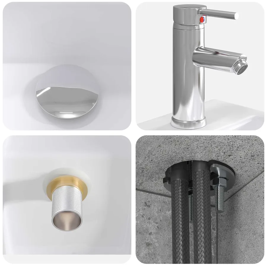 Vanité de lavabo mural Gris béton 49,5 x 41 x 62,5 cm - 7