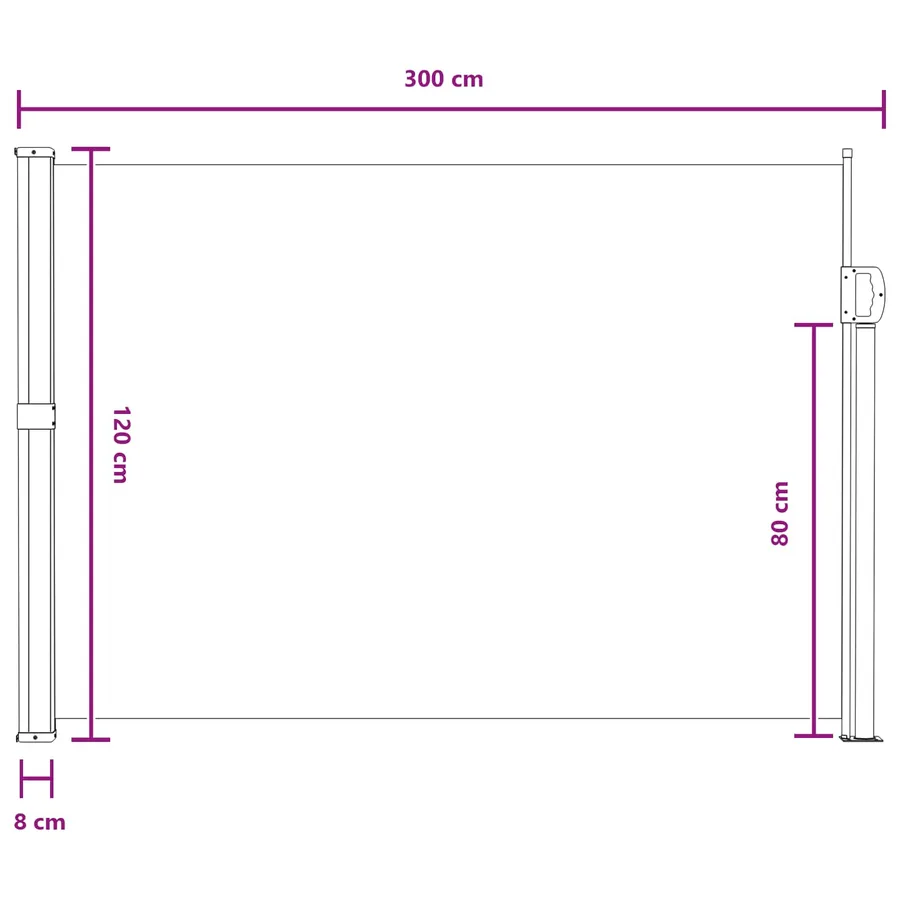 Store latéral rétractable 120 x 300 cm 100% polyester fer acier - 7