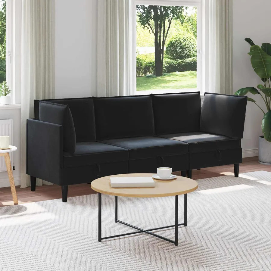 Ensemble de meubles pour le salon 3 pcs Noir Velours
