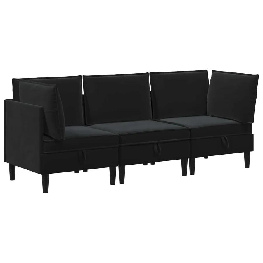 Ensemble de meubles pour le salon 3 pcs Noir Velours - 2
