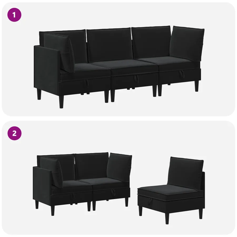 Ensemble de meubles pour le salon 3 pcs Noir Velours - 8
