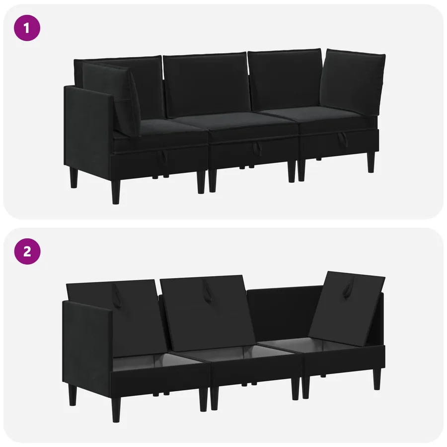 Ensemble de meubles pour le salon 3 pcs Noir Velours - 9