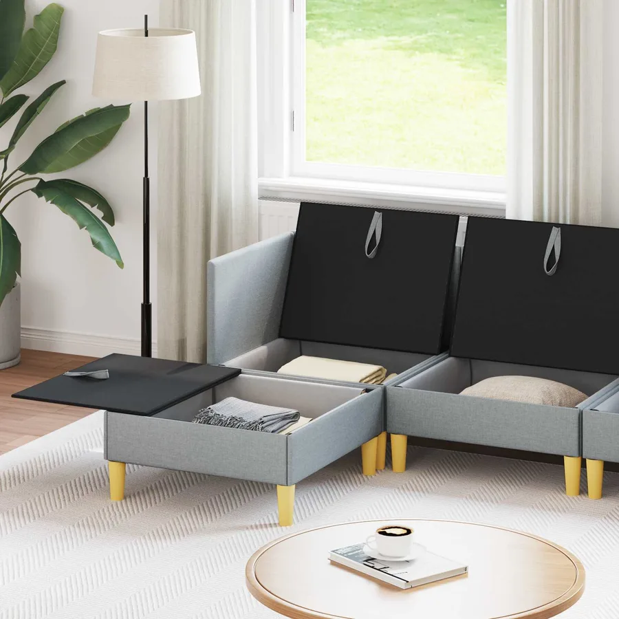 Canapé modulaire avec rangement 6 pcs Gris clair Tissu - 3