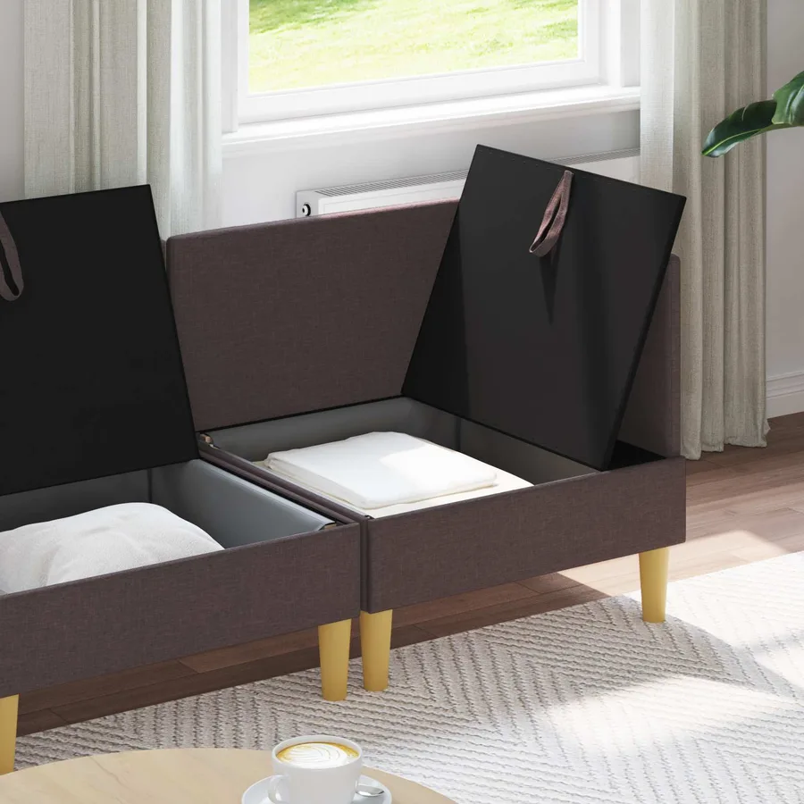 Canapé modulaire avec rangement 4 pcs Marron foncé Tissu - 3
