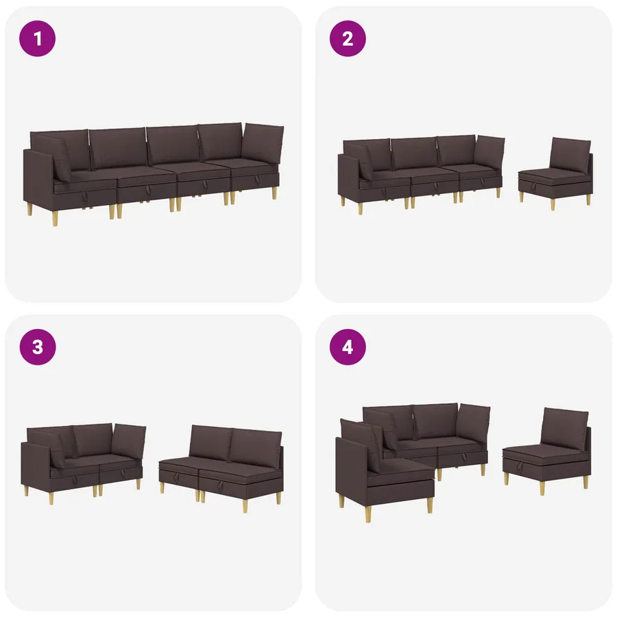 Canapé modulaire avec rangement 4 pcs Marron foncé Tissu - 8