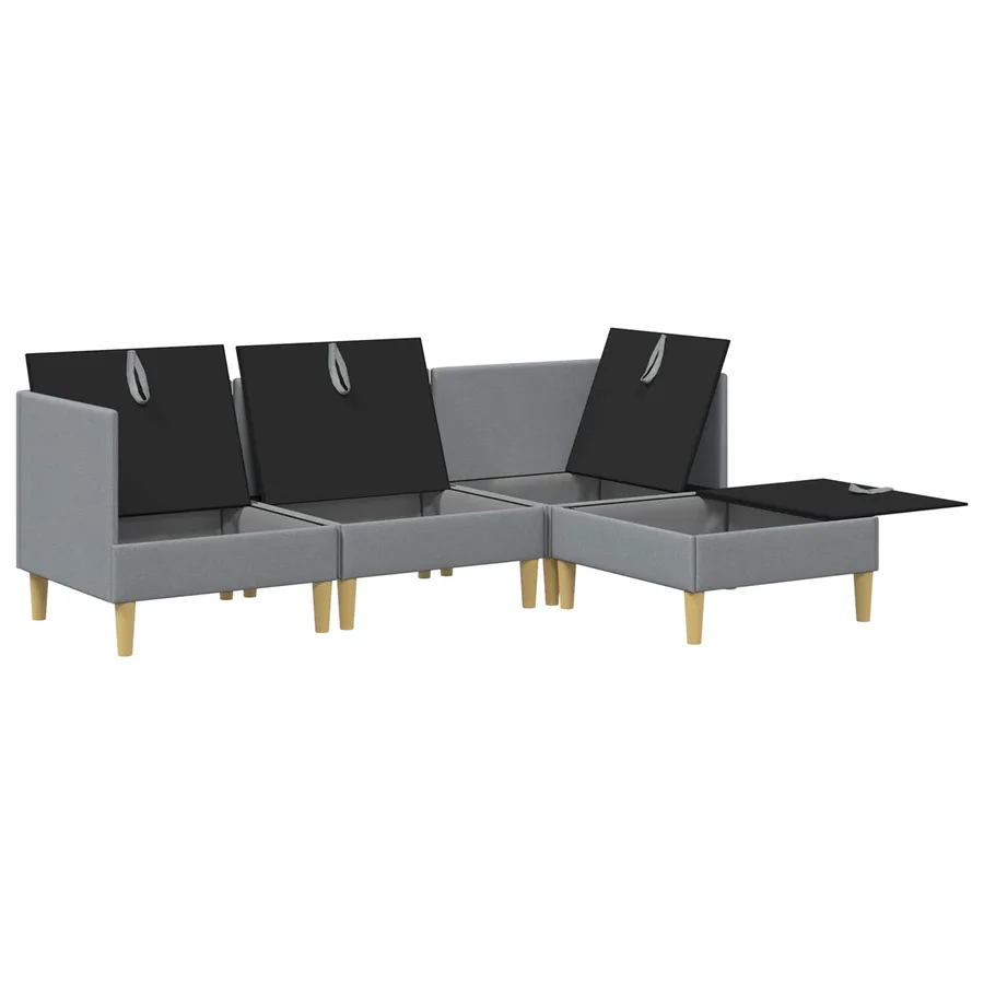 Ensemble de meubles pour le salon 4 pcs Gris clair Tissu - 4