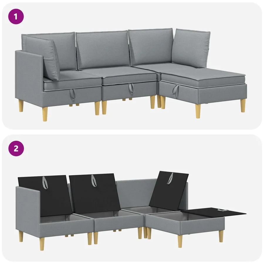 Ensemble de meubles pour le salon 4 pcs Gris clair Tissu - 8