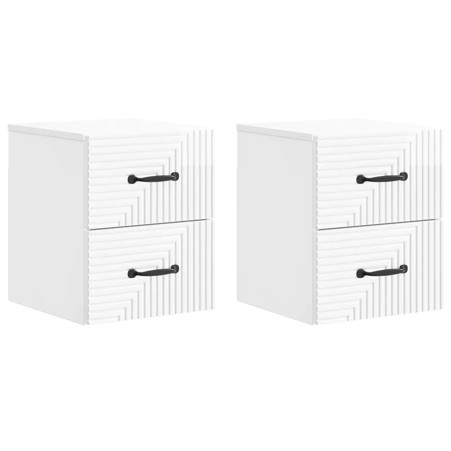 Cabinet de chevet mural 2 pcs Blanc brillant 34,5 x 33 x 40 cm - 2
