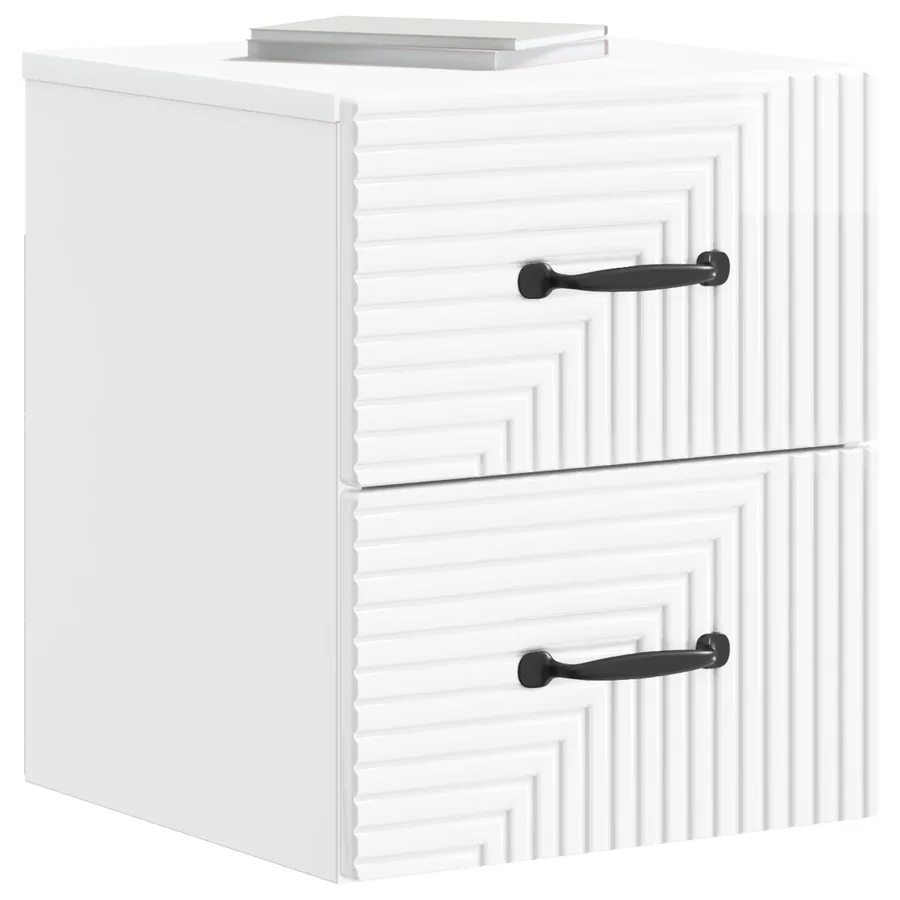Cabinet de chevet mural 2 pcs Blanc brillant 34,5 x 33 x 40 cm - 3