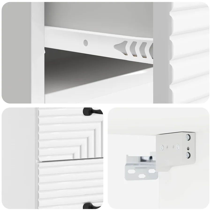 Cabinet de chevet mural 2 pcs Blanc brillant 34,5 x 33 x 40 cm - 8