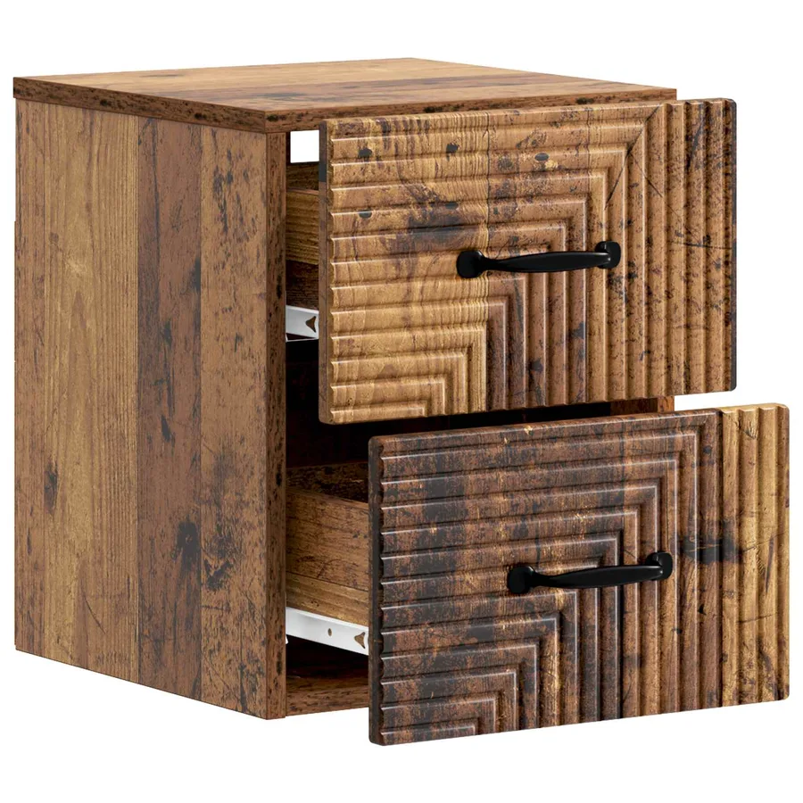 Cabinet de chevet mural 2 pcs Bois ancien 34,5 x 33 x 40 cm - 6