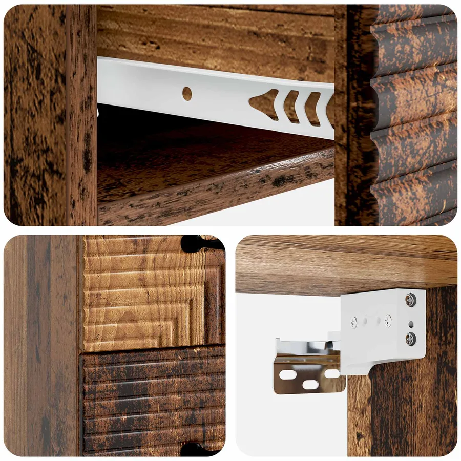 Cabinet de chevet mural 2 pcs Bois ancien 34,5 x 33 x 40 cm - 8