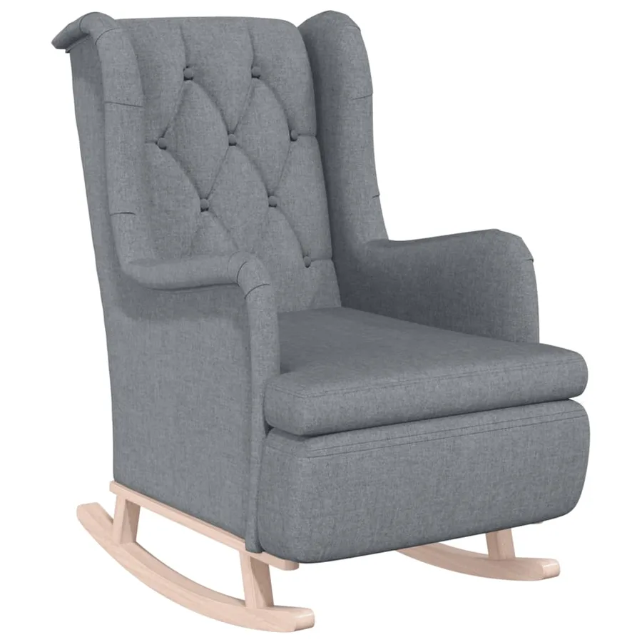 Fauteuil avec pieds à bascule et tabouret Gris clair Tissu - 4