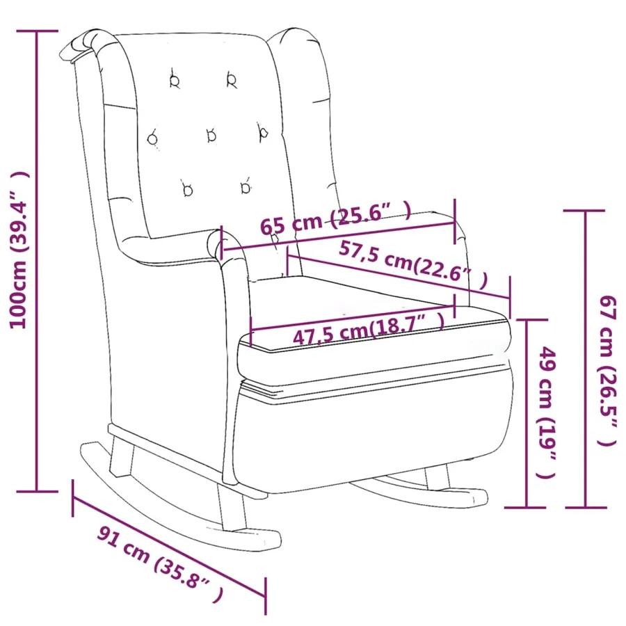 Fauteuil avec pieds à bascule et tabouret Gris clair Tissu - 8