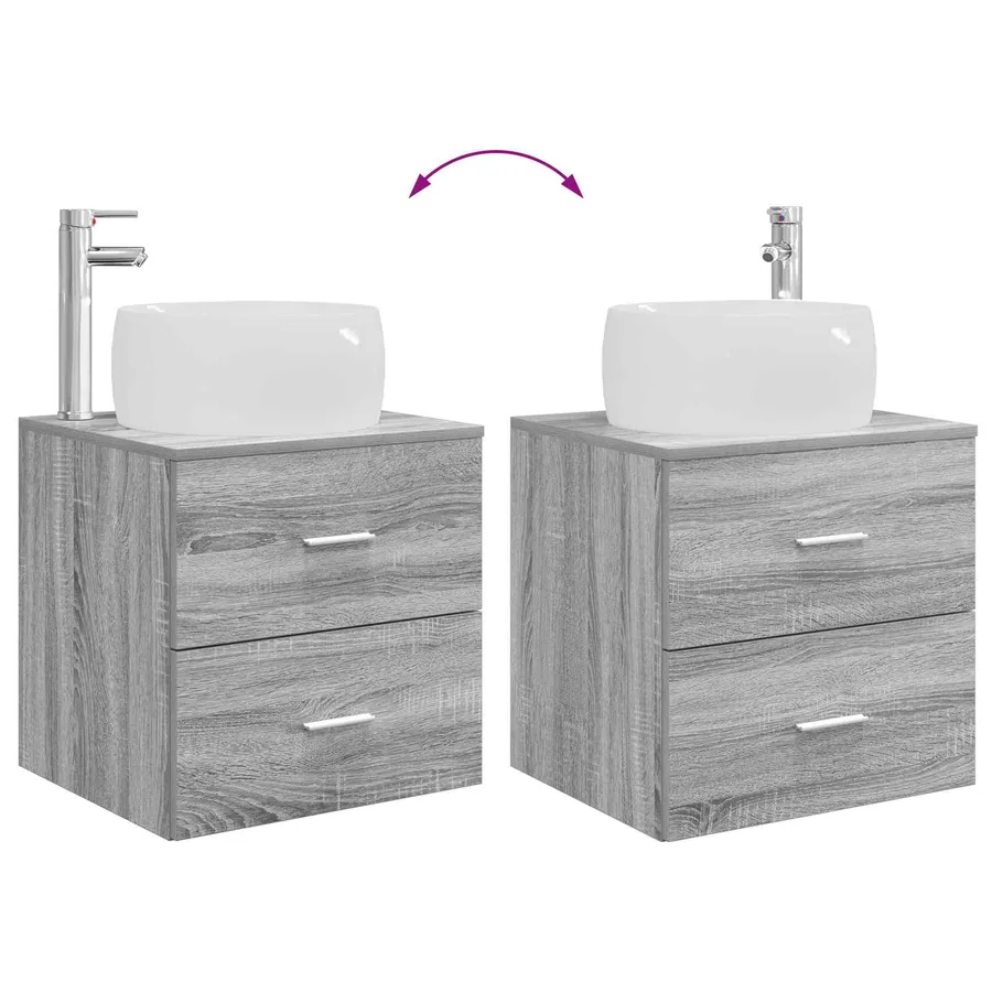 Ensemble de mobilier de salle de bain 2 pcs Sonoma gris - 9