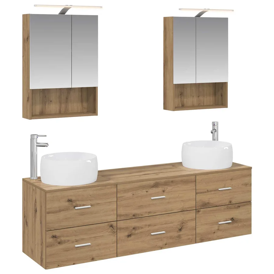 Ensemble de mobilier de salle de bain 5 pc Chêne artisanal - 2