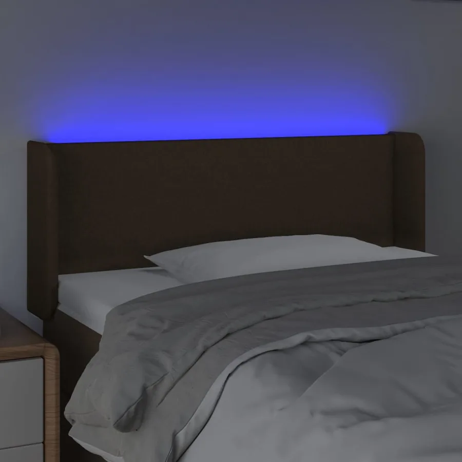 Tête de lit à LED Marron foncé 103x16x78/88 cm Tissu - 4
