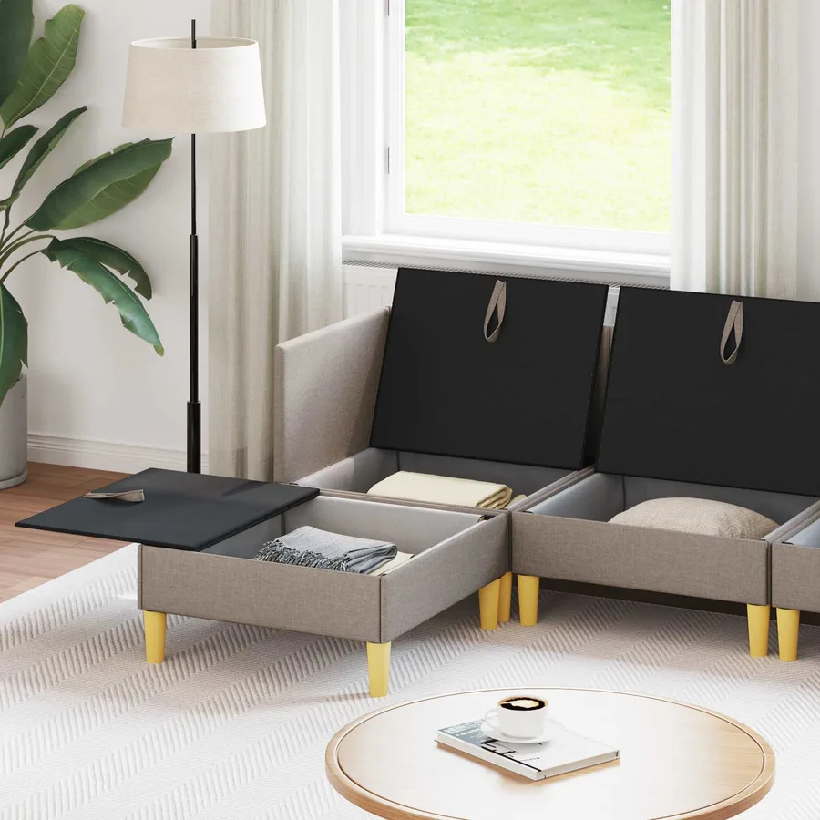 Canapé modulaire avec rangement 6 pcs Taupe Tissu - 3