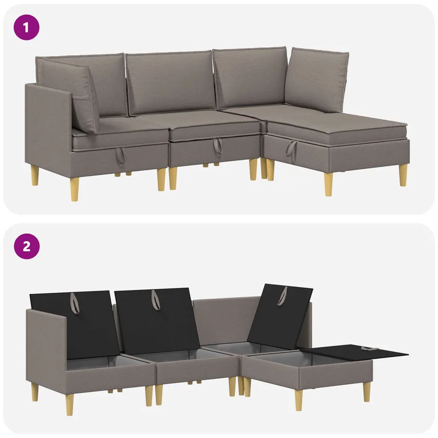 Canapé modulaire avec rangement 4 pcs Taupe Tissu - 8