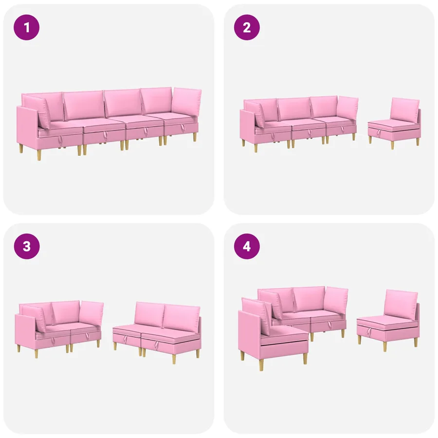 Canapé modulaire avec rangement 4 pcs Rose Tissu - 8