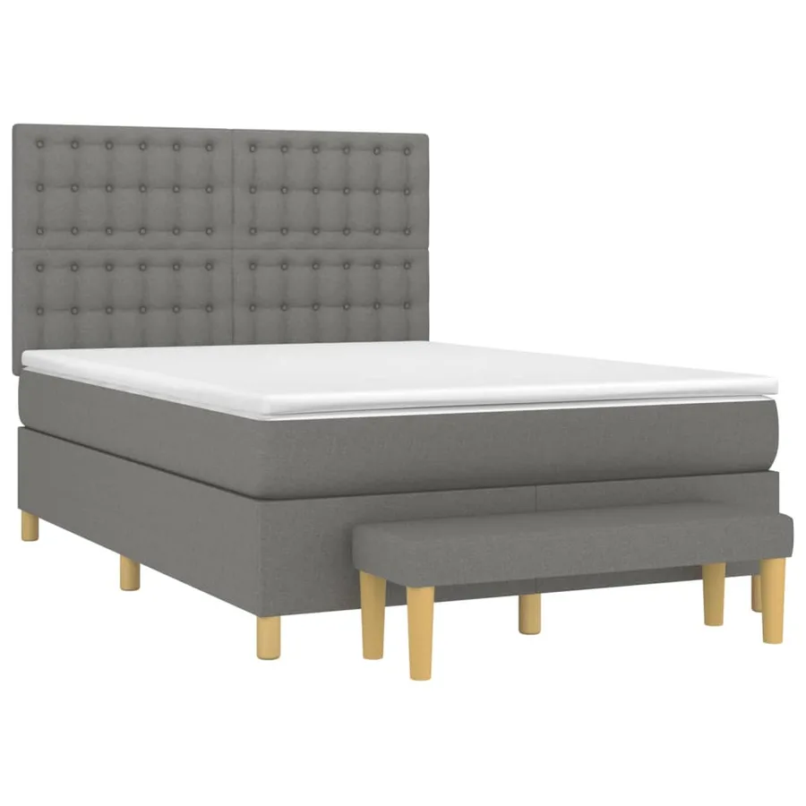 Sommier à lattes de lit avec matelas Gris foncé 140x200cm Tissu - 3