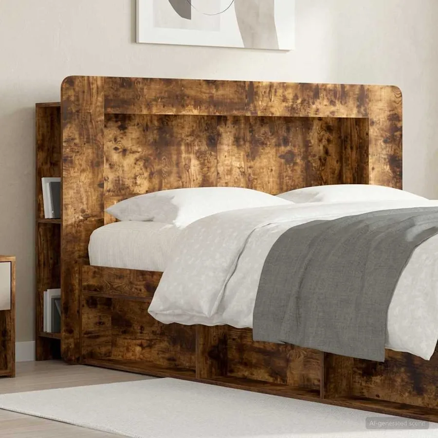 Cabinet de Tête de Lit Chêne fumé Bois d’ingénierie - 4